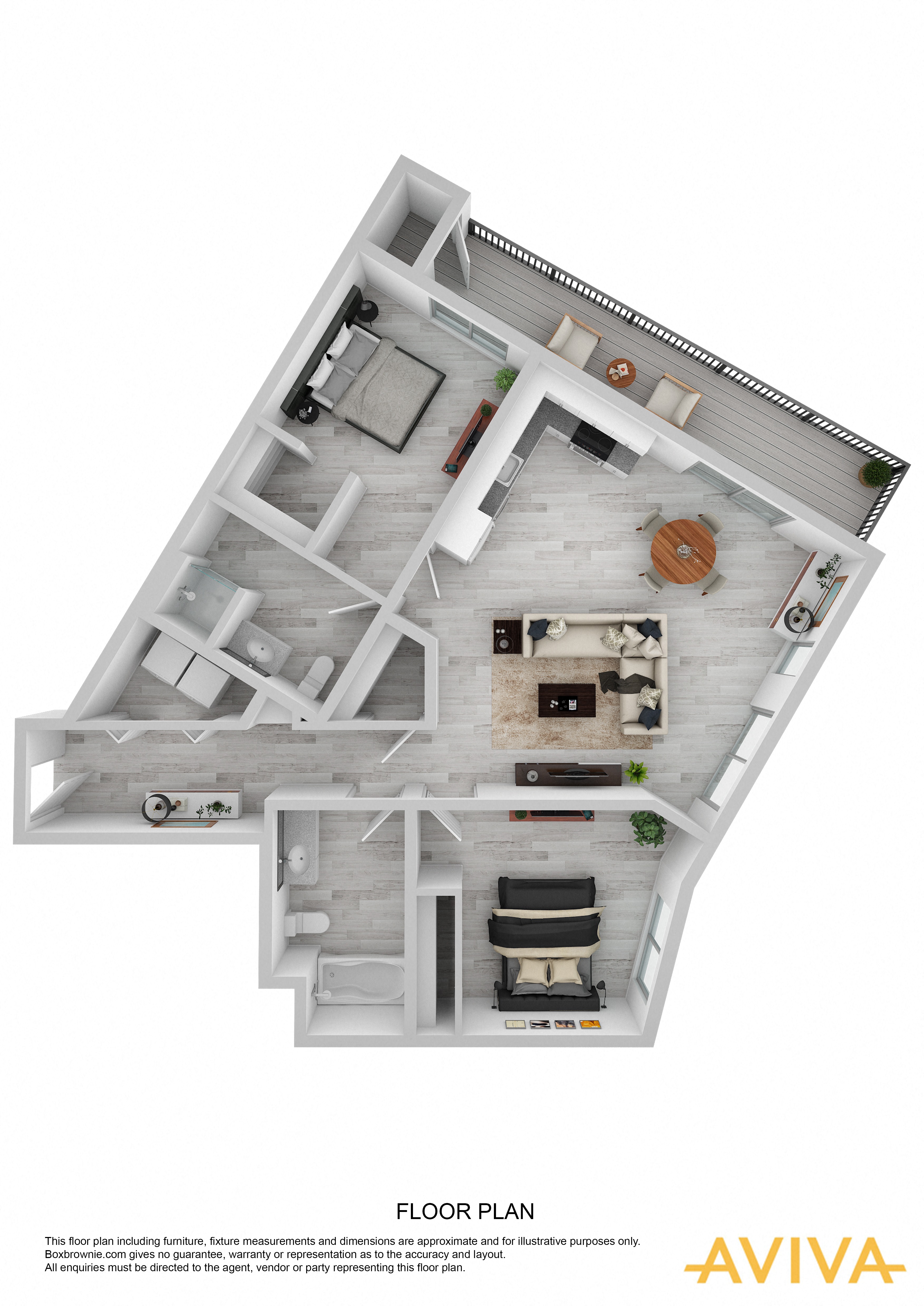 Floor plan for 2 beds, 2 baths, 990 sqft